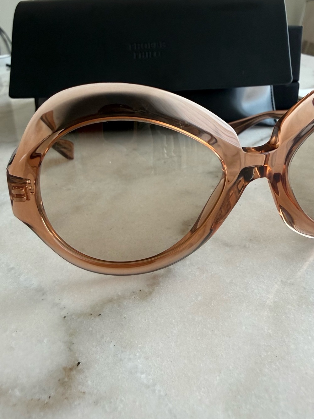 Phoebe Philo “BLISS” Oversized Round Sunglasses in Light Brown—BRAND NEW - Picture 7 of 8